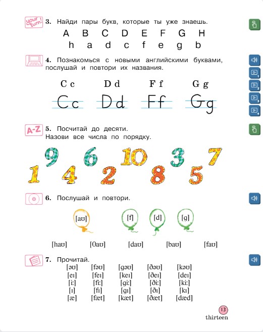 Английский 2 класс учебник Вербицкая, 1 часть, страница 13, 2020 год.