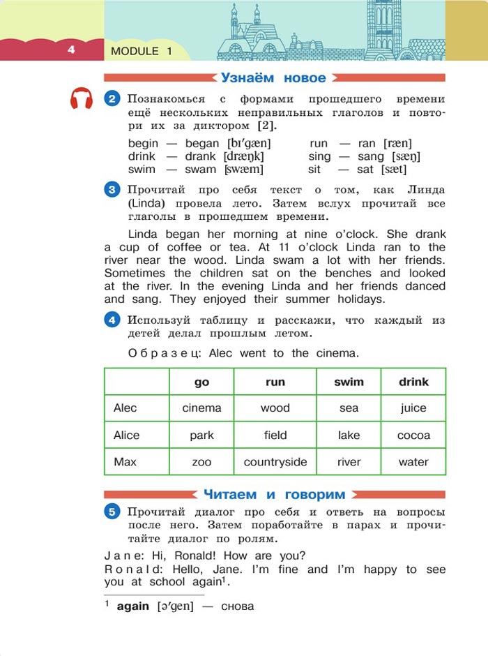 Картинка страницы 4 из учебника по английскому языку 4 класс Афанасьева, Баранова, Михеева. 1 часть. 2021 год