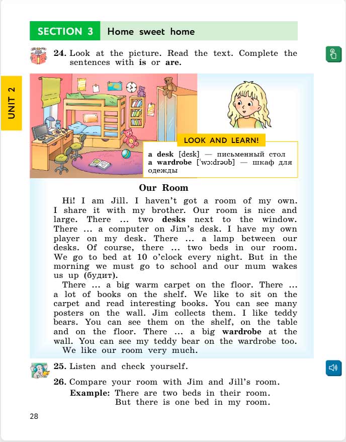 английский язык 4 класс учебник Биболетова, страница 28. (2020).