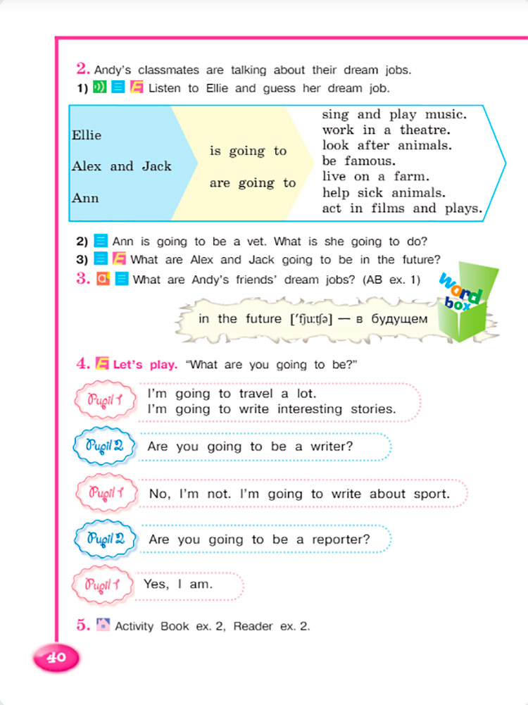 Английский язык 4 класс. Учебник 2 часть, Кузовлев, Перегудова, страница 40. Год 2021.
