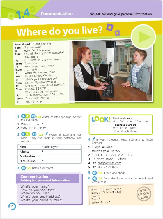 Учебник Костюк, Колоницкая 1 часть. Английский язык 5 класс страница 18.