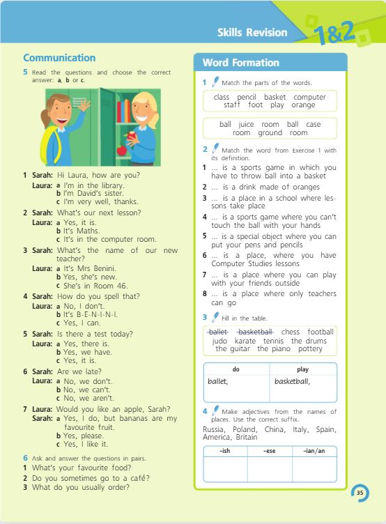 Учебник Костюк, Колоницкая 1 часть. Английский язык 5 класс страница 35.