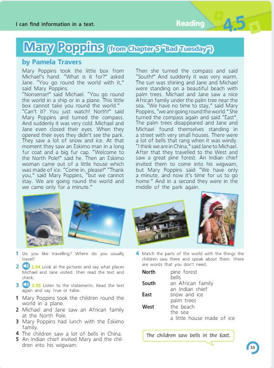 Учебник Костюк, Колоницкая 1 часть. Английский язык 5 класс страница 55.