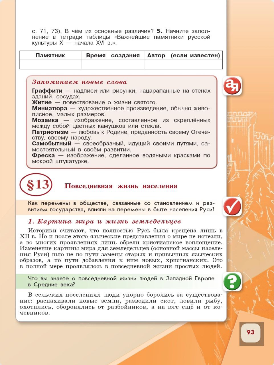 История 6 класс - История России. Арсентьев. Данилов. 1 часть. Страница 93. 2024 год. История 6 класс, история России, Арсентьев, Данилов, 1 часть, страница 93, 2024 год.
