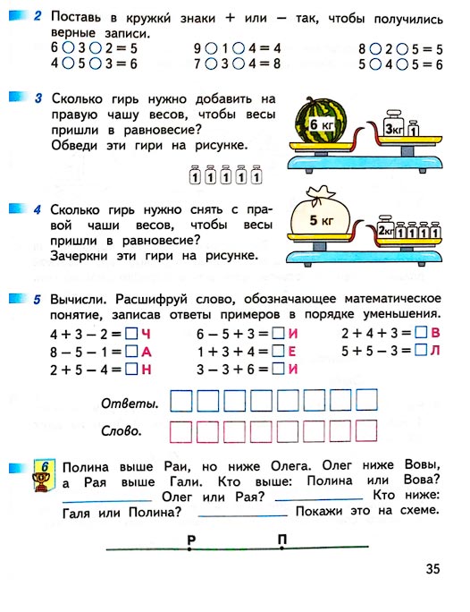 Изображение 35 страницы рабочей тетради по математике 1 класс Дорофеев, Миракова, Бука - 2 часть Страница 35 из рабочей тетради по математике 1 класс Дорофеев, Миракова, Бука - 2 часть