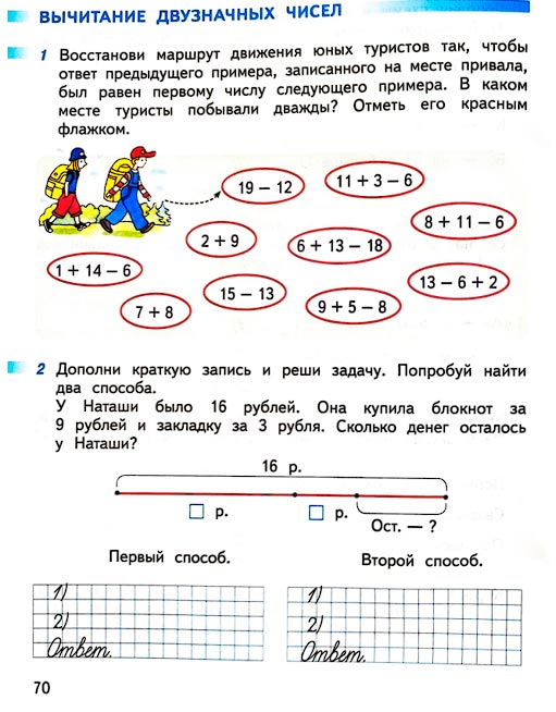 Изображение 70 страницы рабочей тетради по математике 1 класс Дорофеев, Миракова, Бука - 2 часть Страница 70 из рабочей тетради по математике 1 класс Дорофеев, Миракова, Бука - 2 часть