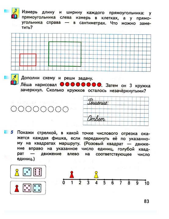 Изображение 83 страницы рабочей тетради по математике 1 класс Дорофеев, Миракова, Бука - 1 часть Страница 83 из рабочей тетради по математике 1 класс Дорофеев, Миракова, Бука - 1 часть