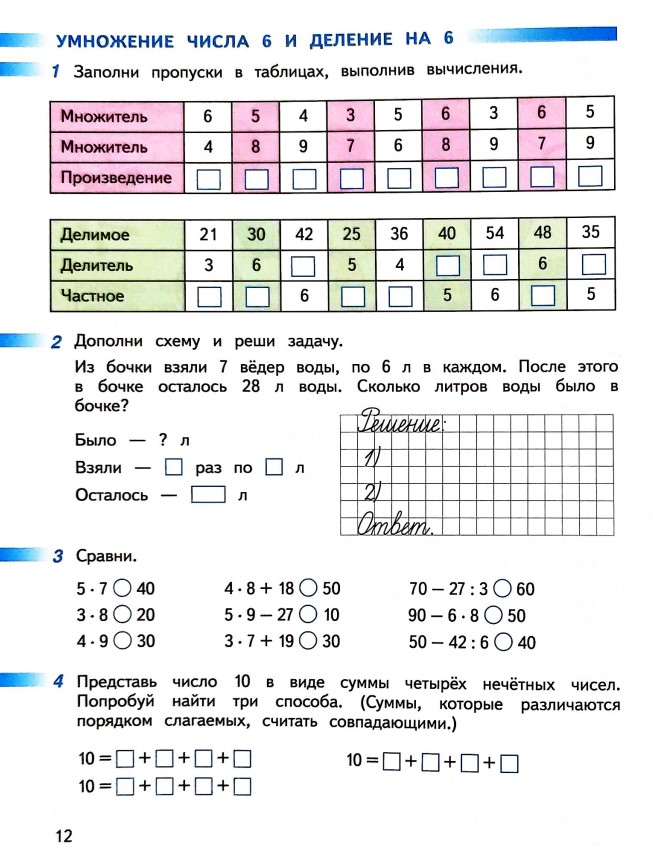 Рабочая тетрадь по математике 2 класс Дорофеев, Миракова, Бука - 2 часть страница 12 (2024) математике 2 класс рабочая тетрадь Дорофеев, Миракова, Бука - 2 часть страница 12 (2024)