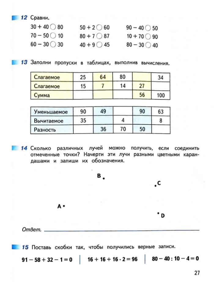 Изображение рабочая тетрадь по математике 3 класс Дорофеев, Миракова, Бука - 1 часть страница 27 Рабочая тетрадь по математике 3 класс Дорофеев, Миракова, Бука — 1 часть страница 27