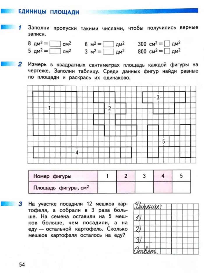 Изображение рабочая тетрадь по математике 3 класс Дорофеев, Миракова, Бука - 2 часть страница 54 Рабочая тетрадь по математике 3 класс Дорофеев, Миракова, Бука — 2 часть страница 54