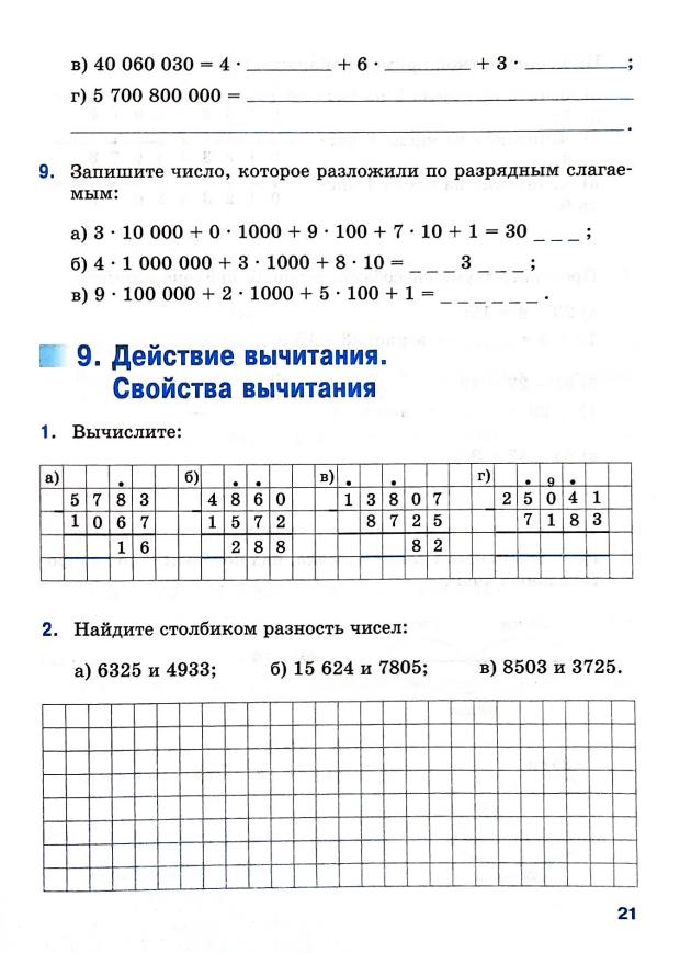Страница 21 Рабочая тетрадь Ткачёва (Виленкин) Математика 5 класс