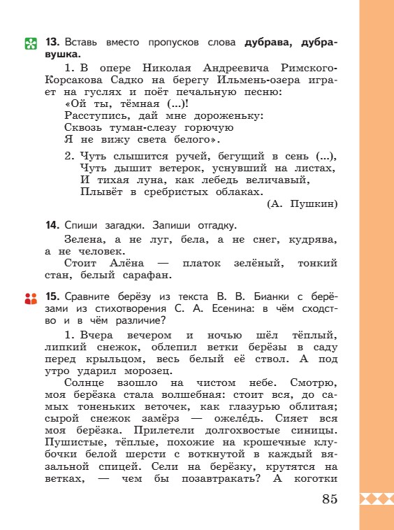 Учебник по русскому языку 3 класс. Александрова, Вербицкая. Страница 85. 2023 год. Учебник по русскому языку 3 класс. Александрова, страница 85, 2023 год.